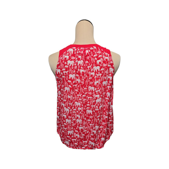 Maeve by Anthropologie Tank Top Womens 6 Animal Print Sleeveless Blouse Red - Picture 2 of 9